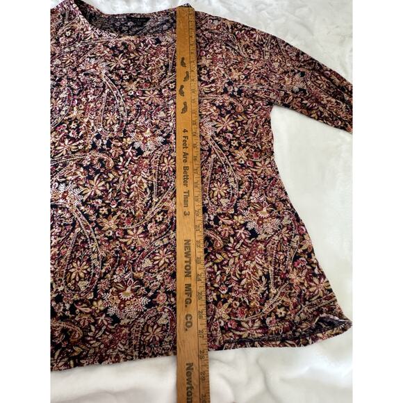 Lucky Brand 3X Top Tunic Shirt Floral Blue Gold Burgundy Boho Peasant LagenLook - Picture 7 of 10